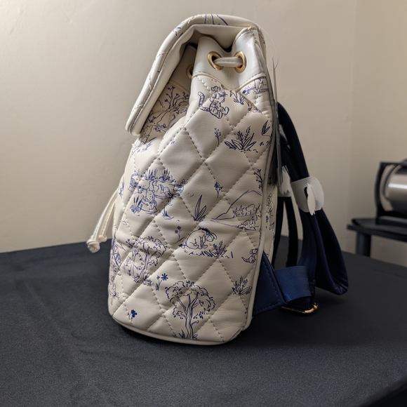 Quilted White and Blue Designer Backpack - Picture 4 of 8